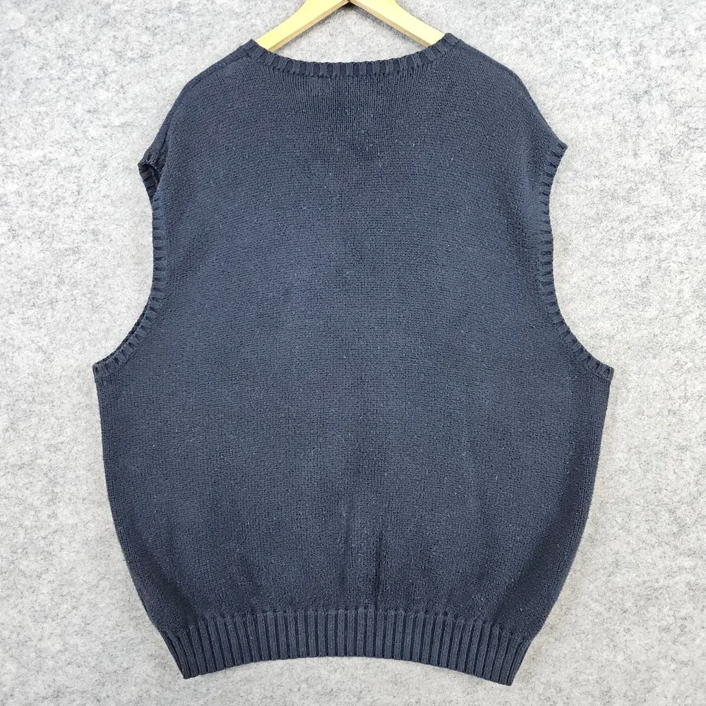Polo Ralph Lauren Men's Size 2X Black V-Neck Cotton Knit Sweater Vest‎ Preppy